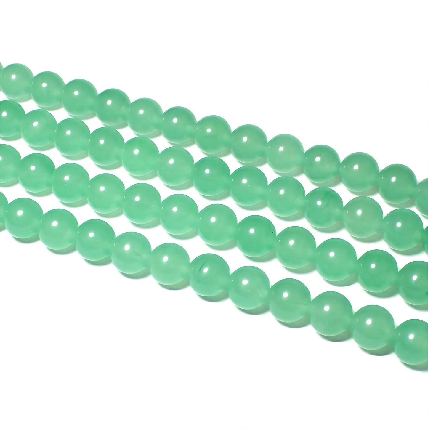 MJDCB Stone Beads 8mm 43pcs Round Mint Green Jade Loose Gemstone Bead Charms for Jewelry Making Bracelet Necklace Earring Pendant