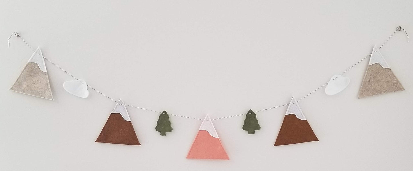 Ella & Max Kids Nursery Decor Mountain Garland Banner, Terra Cotta Woodland Theme, Rustic Felt Bunting, Handmade in USA