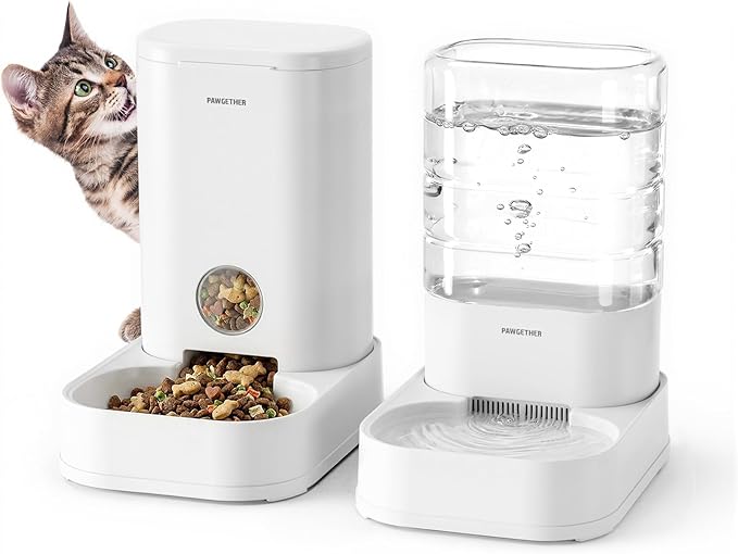 PAWGETHER Gravity Dog Water Bowl Dispenser with 6 pcs Filters 1 Gallon/3.78L Automatic Pet Water Dispenser for Dogs Gravity Water Bowl for Cats