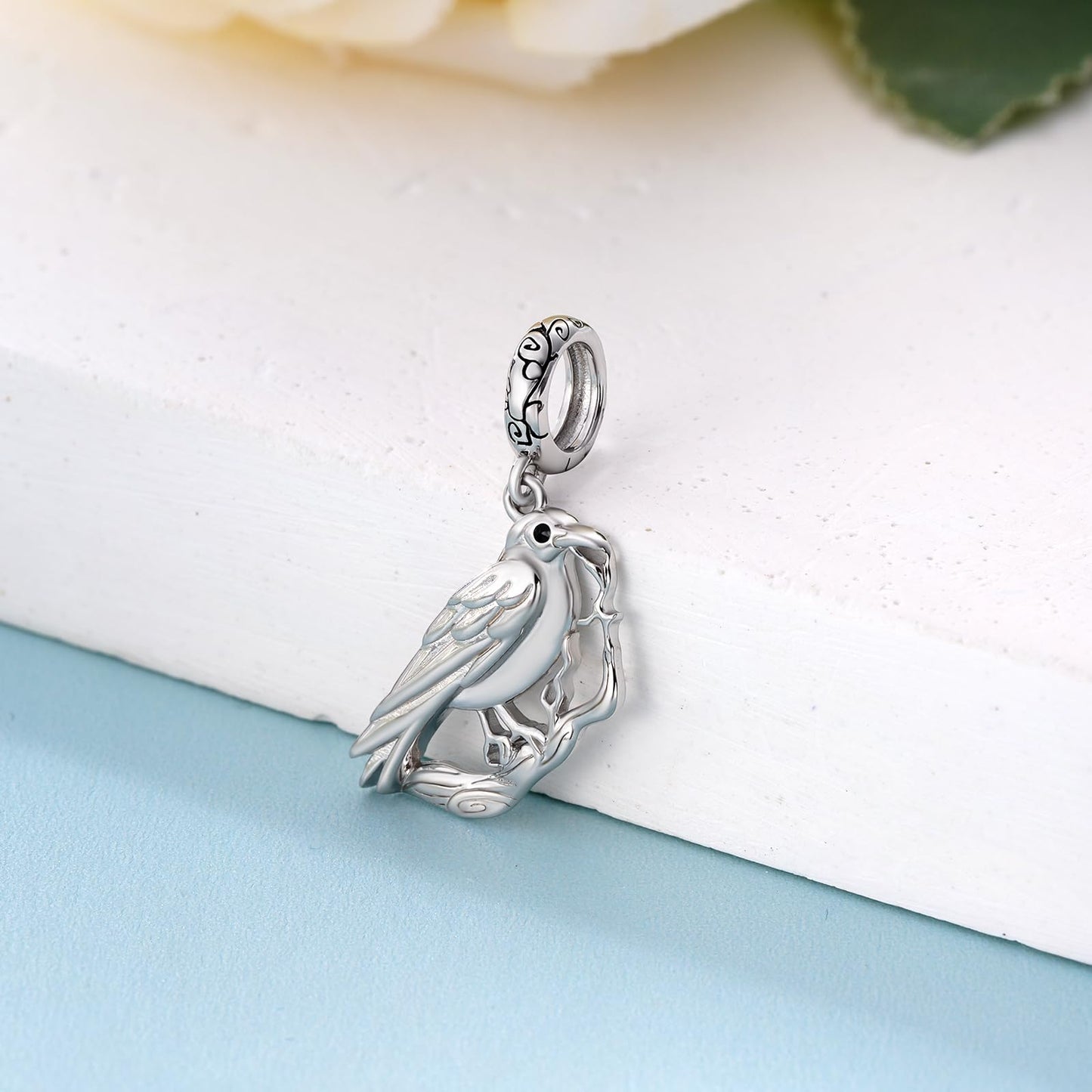 Lieditia Animal Charms for Bracelets 925 Sterling Silver Raven Decor Crow Charm Ravens Accessories Crow Jewelry for Women