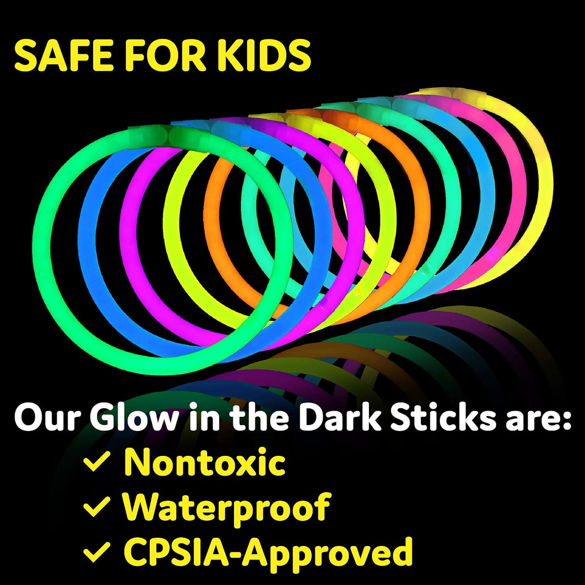 100 Glow Sticks Party Pack – Multi-Color Light Sticks with Connectors