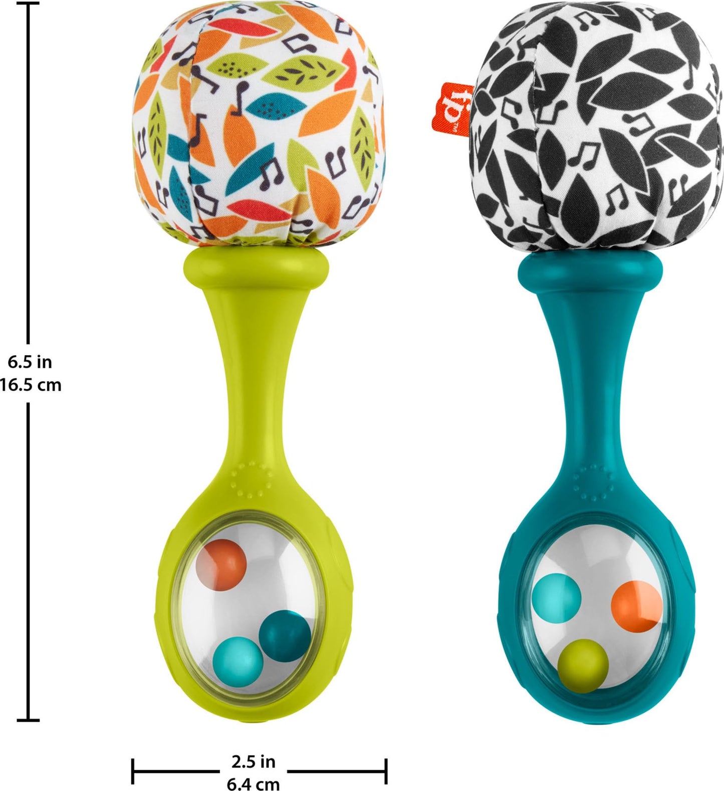 Fisher-Price Newborn Toys Rattle ‘n Rock Maracas, 2 Soft Musical Instruments for Developmental Play Babies Ages 3+ Months, Neutral Colors