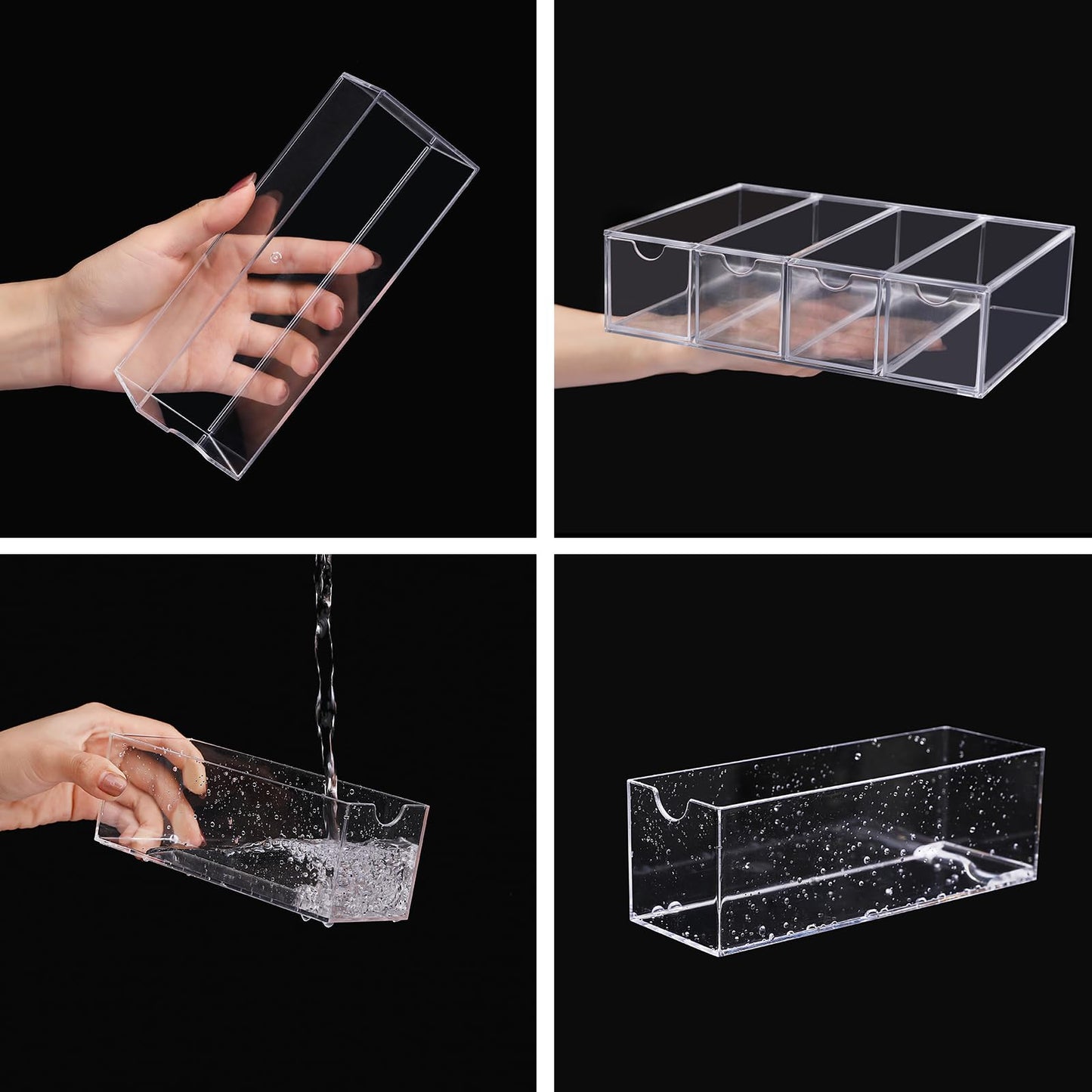 MOTDWKYD Acrylic Stackable Drawer Organizer with 4 Clear Drawers for Bathroom & Vanity Makeup Storage