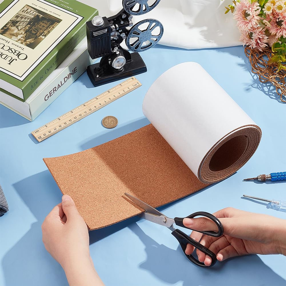 BENECREAT 98x6 Inch Self-Adhesive Cork Roll 1/8inch Thick Backed Cork Boards Mat Strong Self-Adhesive Corkboard for Wall Furnitures Party Decoration, DIY Crafts
