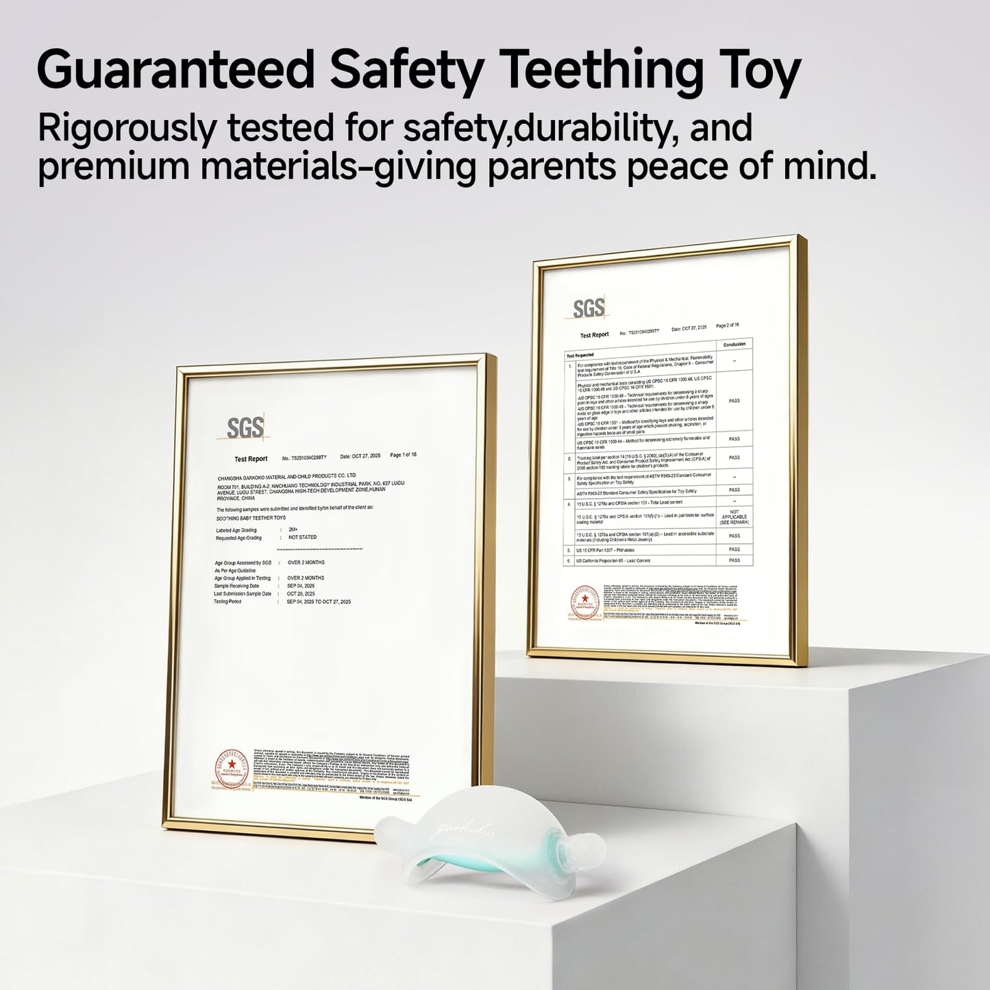 Garkoko Baby Teething Toys, No-Drop Silicone Baby Teether Toy for Babies 3-6 Months & 3-18 Months, BPA-Free Infant Teether for Teething Relief