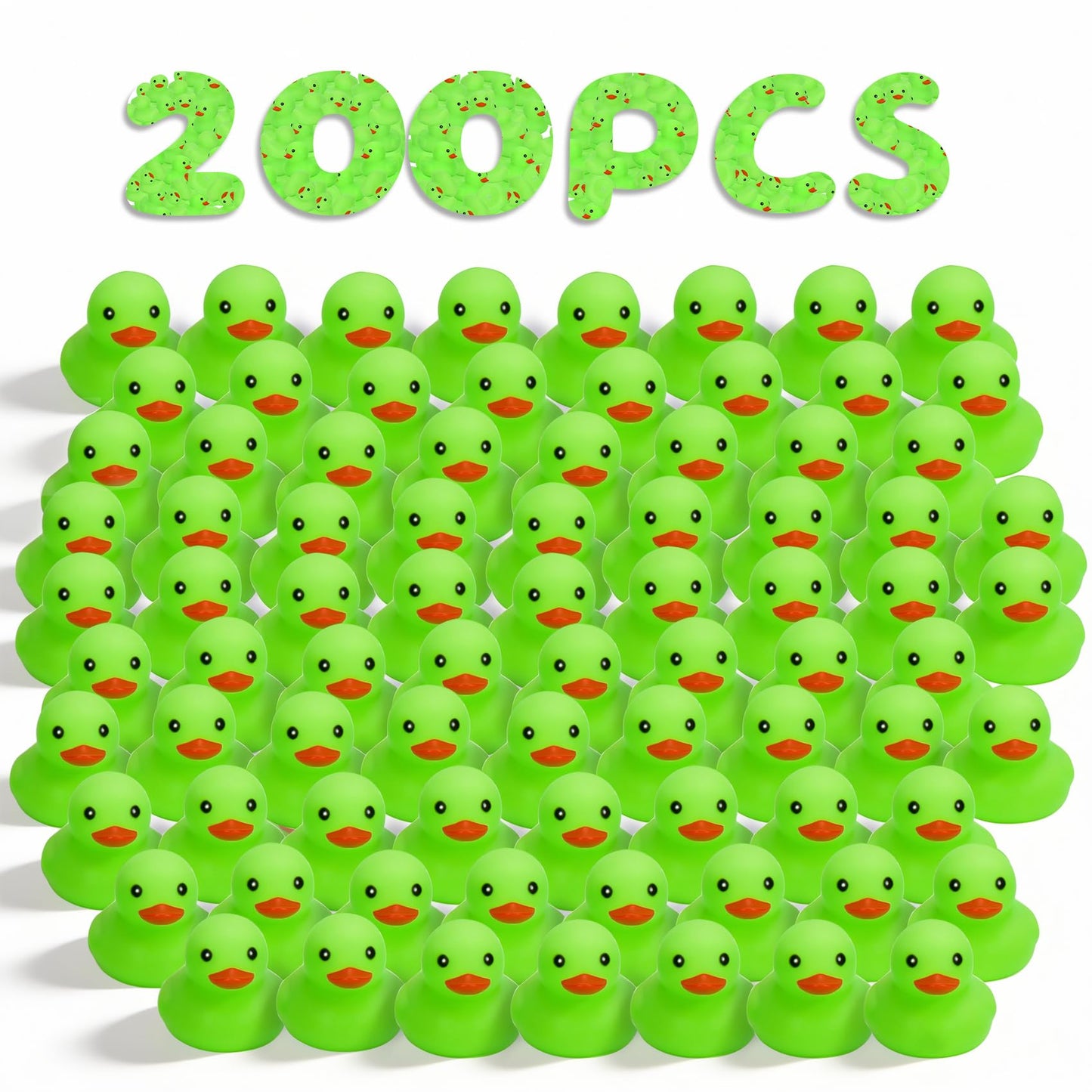 Deerift 200 Pack Glow in The Dark Rubber Ducks, 2" Squeaky Floating Duck Bath Toys for Kids, Bulk Bath Toy Set with Bag for Bath Time, Birthdays & Party Gifts