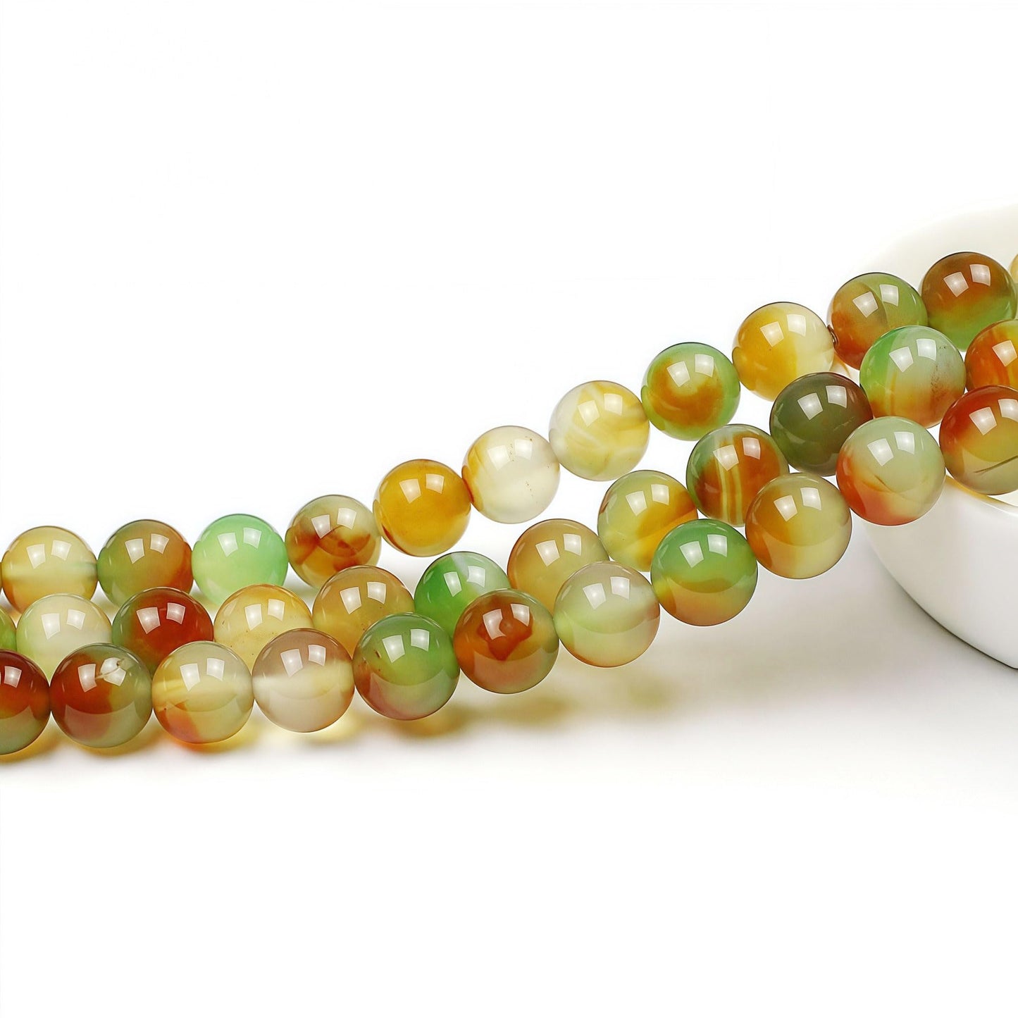 MJDCB Natural Peacock Agate Beads Red Green Agate Beads Round Stone Beads for DIY Necklace Bracelat Jewelry Making Strand 15" (10mm)