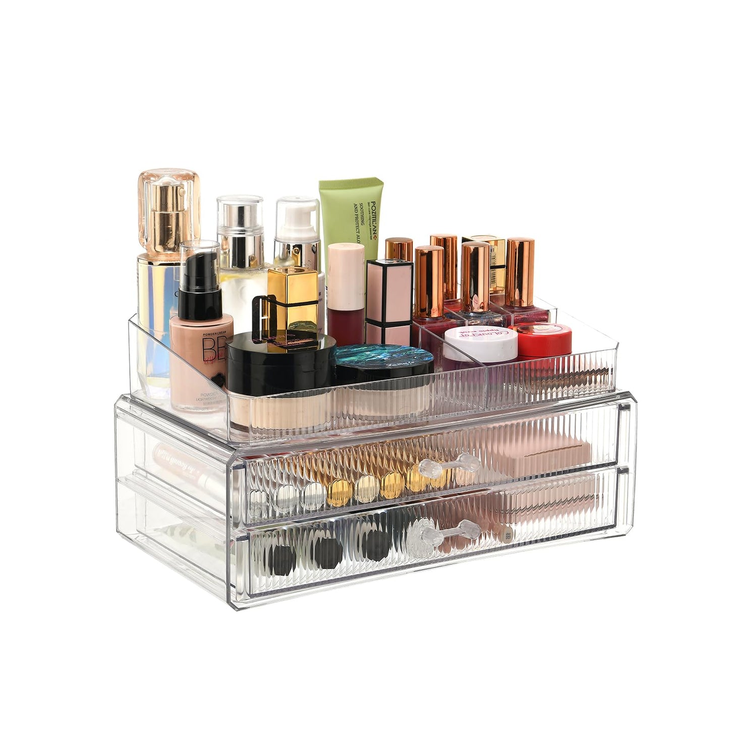 ZHIAI stackable storage drawers, acrylic storage rack, cosmetics and beauty products organizer, suitable for makeup room, bathroom, pantry, home bedroom storage