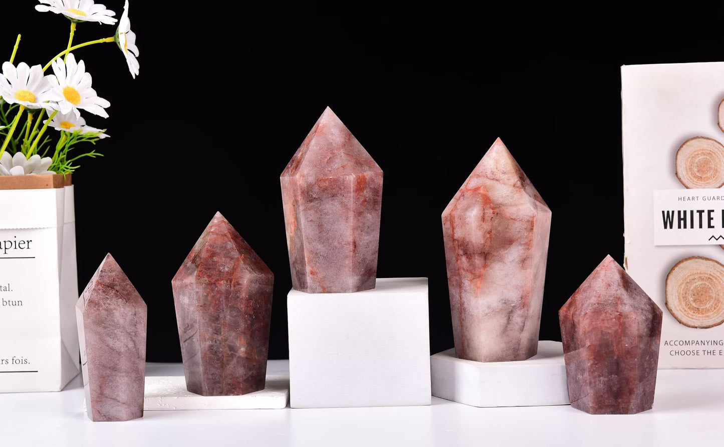 VIZYTOU Red Hematoid Stone Tower Obelisk Large Healing Crystal Rock Point Wand Reiki Healing Meditation Stone 0.6-1.1 LBS