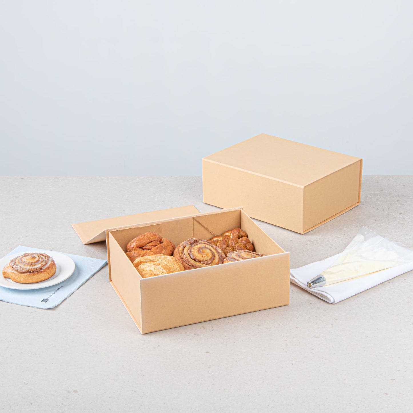 Restaurantware 10.5 x 8 x 4 In Magnetic Gift Boxes, 10 Sturdy Collapsible Gift Boxes - For Groomsman & Bridesmaid Proposals, Built-In Lid, Kraft Paper Luxury Storage Boxes, Food Safe, Grease-Resistant