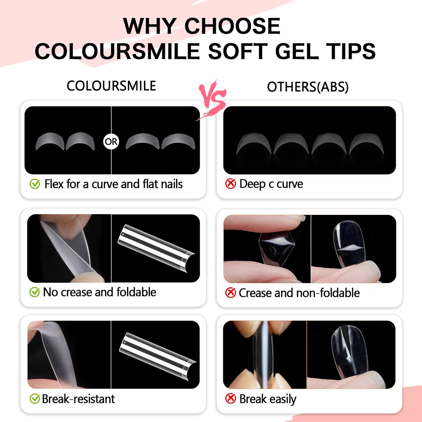 COLOURSMILE Square XXL Extra Long Nail Tips - 216PCS No C Curve Half Cover Gel Tips, No Trace & No Crease, for Acrylic Nails Home DIY with Storage Box