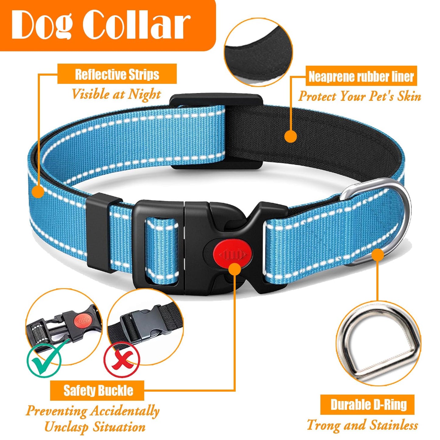 LOBEVE No Pull Dog Harness, Collar & Leash Set | Includes Dog Seat Belt, Collapsible Bowls & Poop Bag Dispenser. Ideal for Training, Walking, Hiking. Fits Small to Large Dogs(Blue-S)