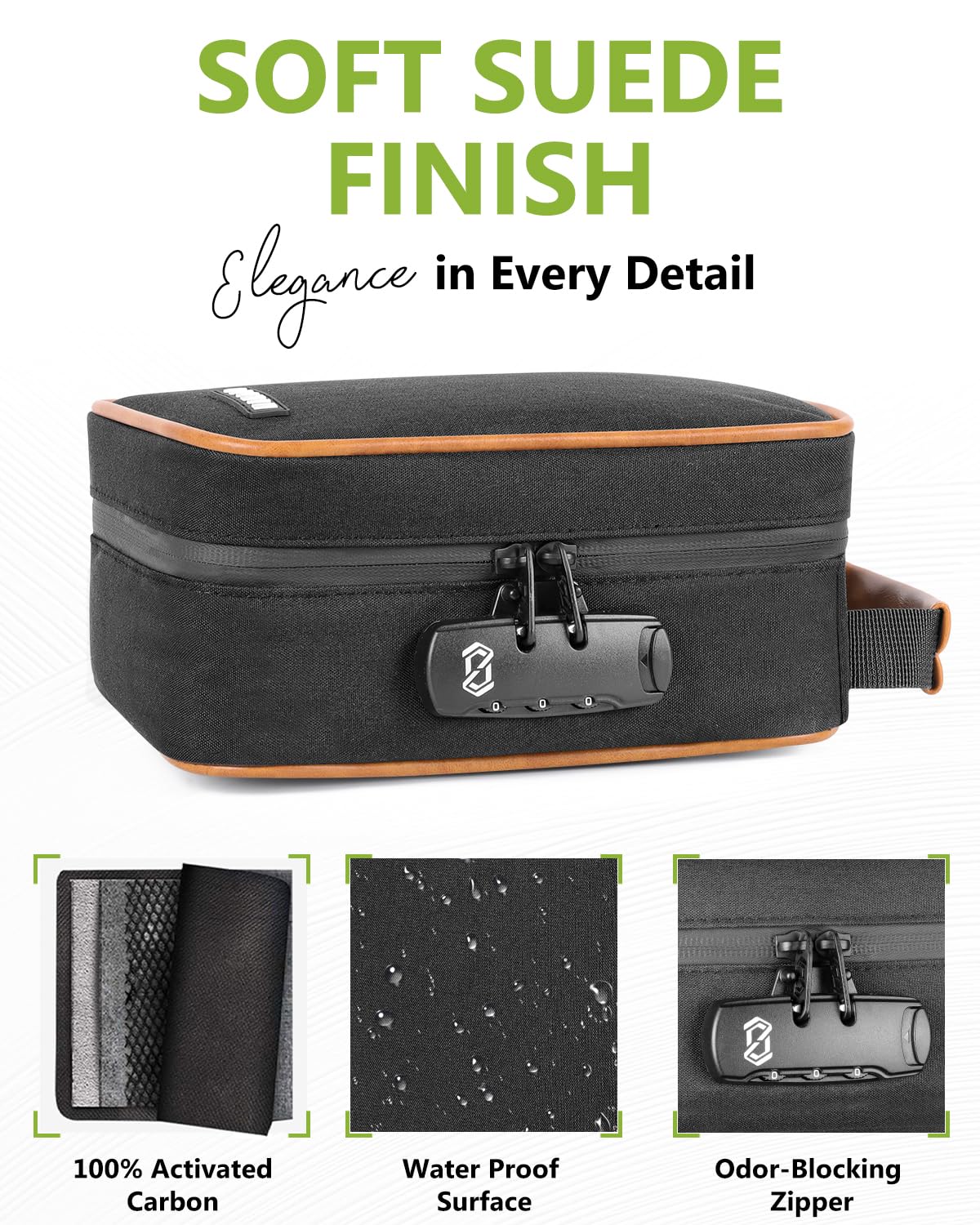 OZCHIN Smell Proof Bag with Combination Lock File Organizer Case Container Medicine Odorless Storage Lock Box Great Gift for Friend (Dark Brown, M)