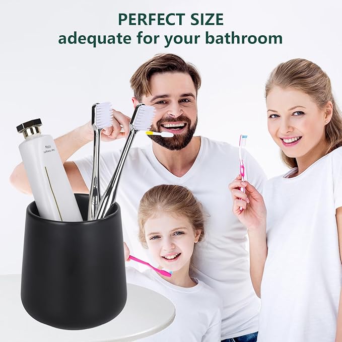 BosilunLife Bathroom Toothbrush Holder - Ceramic Toothbrush Cup Holder 13Oz White Toothbrush Holder for Bathroom Toothbrush and Toothpaste Holder for Bathroom Vanity Countertop, Ideal for Home, Hotel