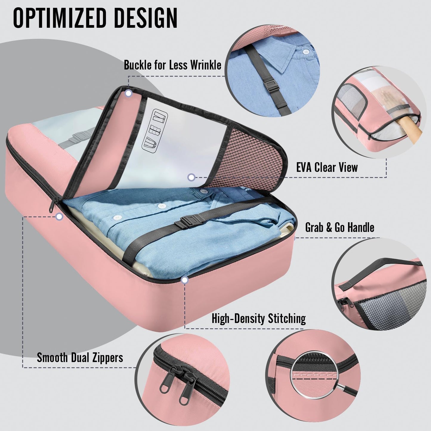 Veken 8 Set Packing Cubes for Travel Essentials, Suitcase Organizer Bags in 4 Sizes, Carry-On Luggage Accessories with Large Laundry & Hanging Toiletry Bag, Must-Have for Airplane, Road Trip & Camping