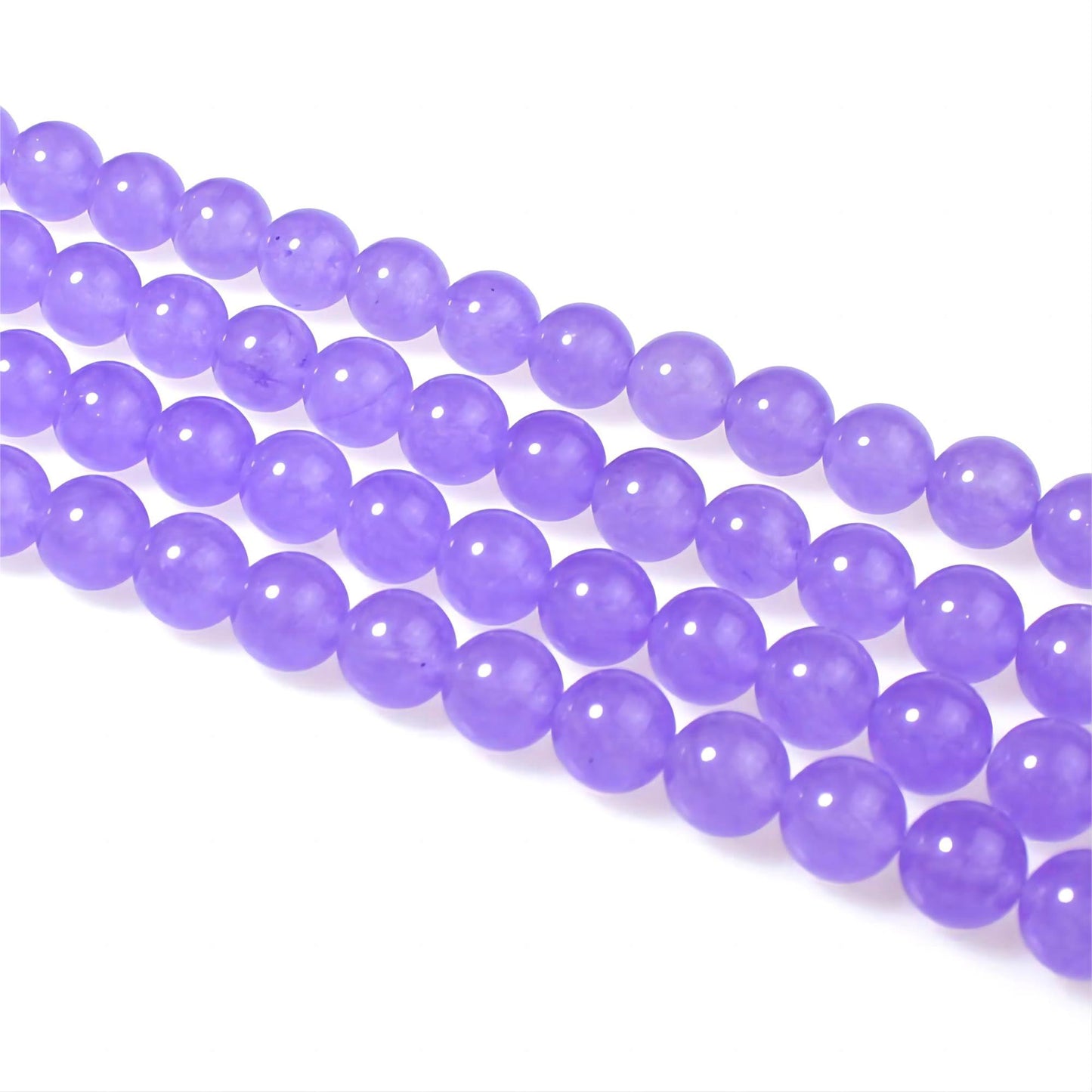 MJDCB Stone Beads 8mm 43pcs Round Lavender Purple Jade Loose Gemstone Bead Charms for Jewelry Making Bracelet Necklace Earring Pendant
