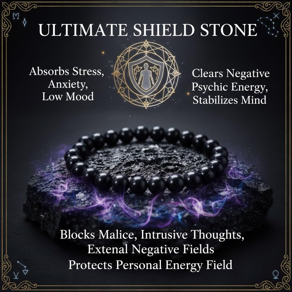 The Vida Handmade AAA+ Quality Crystal Stretch Elastic Bracelet - Nature Gemstone - Jewelry Gift - Holiday Gift - For Women & Men (Shungite)