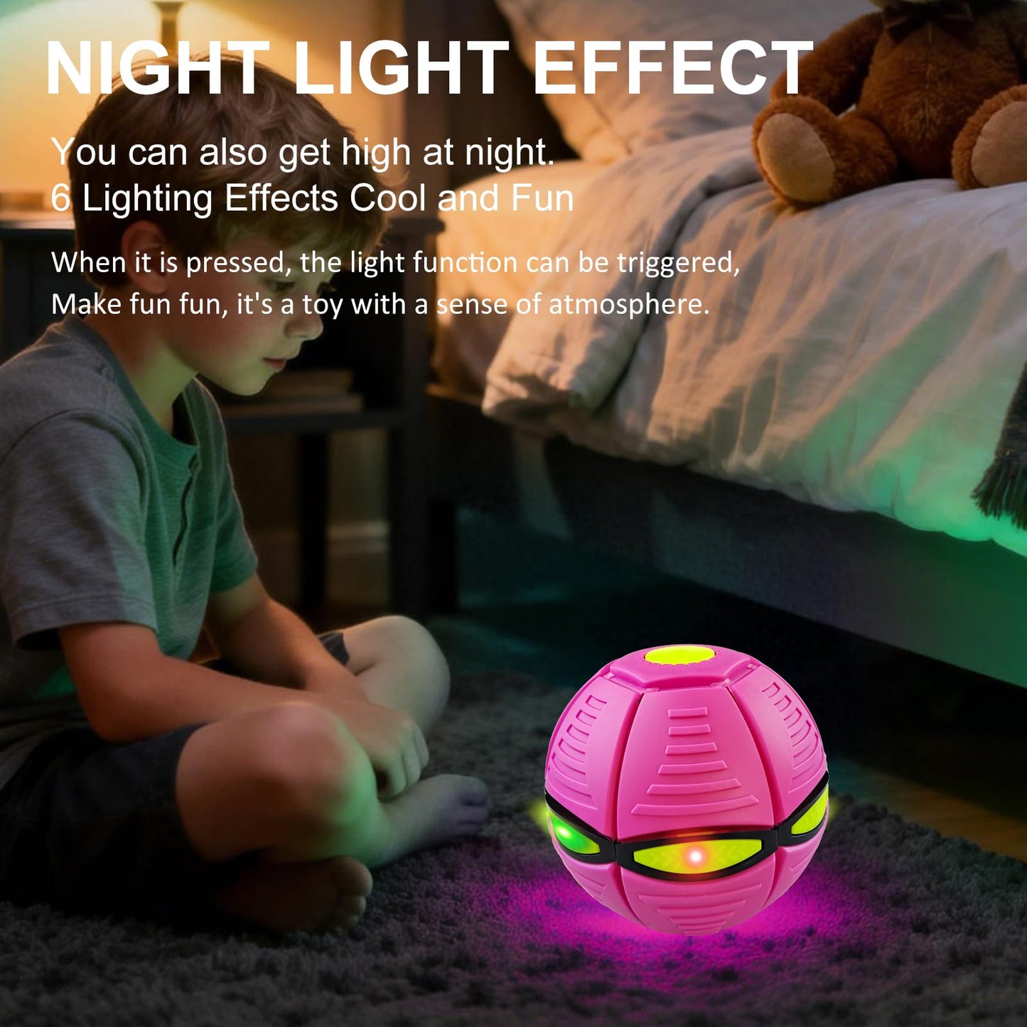 BHPWZB Magic Ball Pop Up Balls Light-Up – Magic Bouncing Pop Up Toy with Bright Motion Lights Dual-Form Magic Meta Ball Bouncy Balls for Indoor Outdoor Fun (Pink)