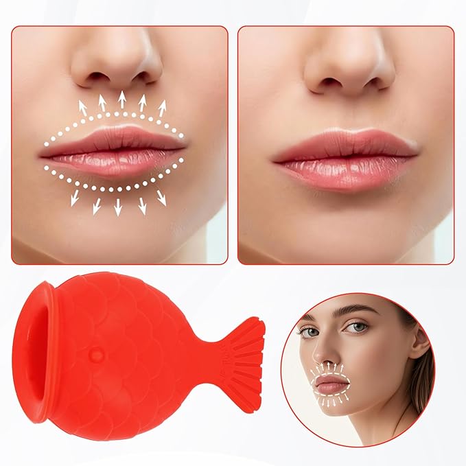 Lip Plumper Device for Fuller Lips - 1pc Cute Fish Mouth Shaped Silicone Lip Plumping Tool Sexy Lip Mouth