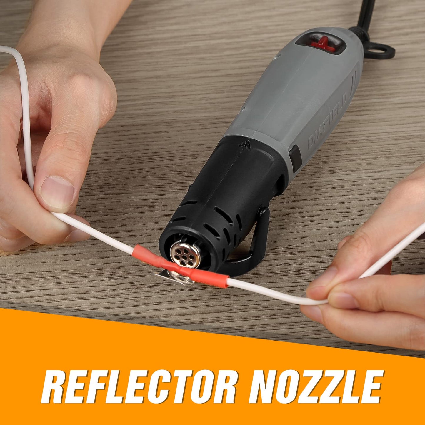 DIAFIELD Mini Heat Gun, 2 Temp Setting 302℉-842℉ Fast Heat Hot Air Gun Tool with Reflector Nozzle and 5.9Ft Cable Overload Protection for Epoxy Resin, Craft, Embossing, Shrink Wrapping & DIY