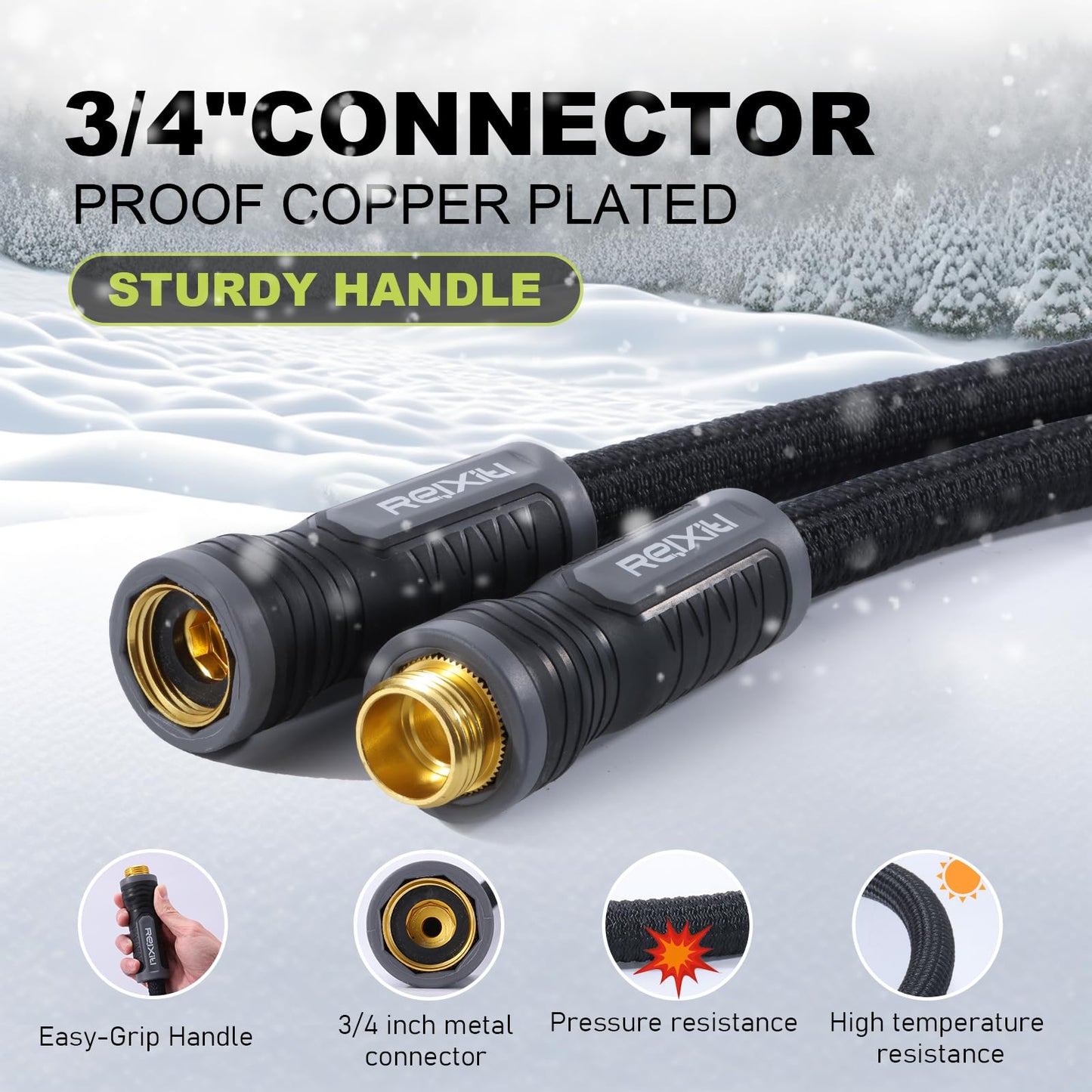 Relxitl Garden Hose, Flexible Water Hose, Ultra Lightweight Non-Expanding hose with 10 Function Sprayer, Leak proof, Pressure Resistant for Yard, Outdoor (Black, 50FT)