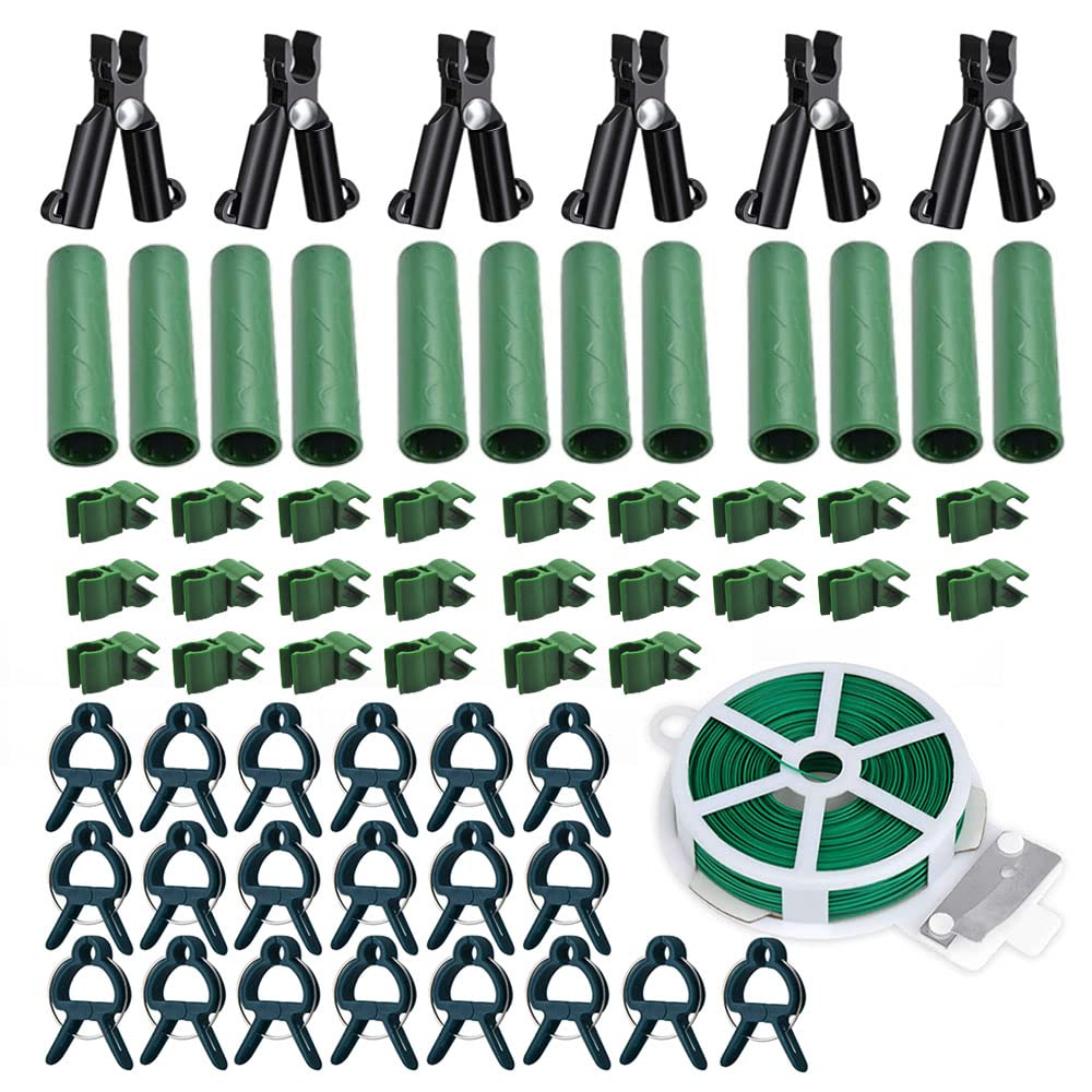 Garden Trellis Support Kit - Plant Clips & Stake Connectors, 7/16" Stake Extensions & Pipe Fixings