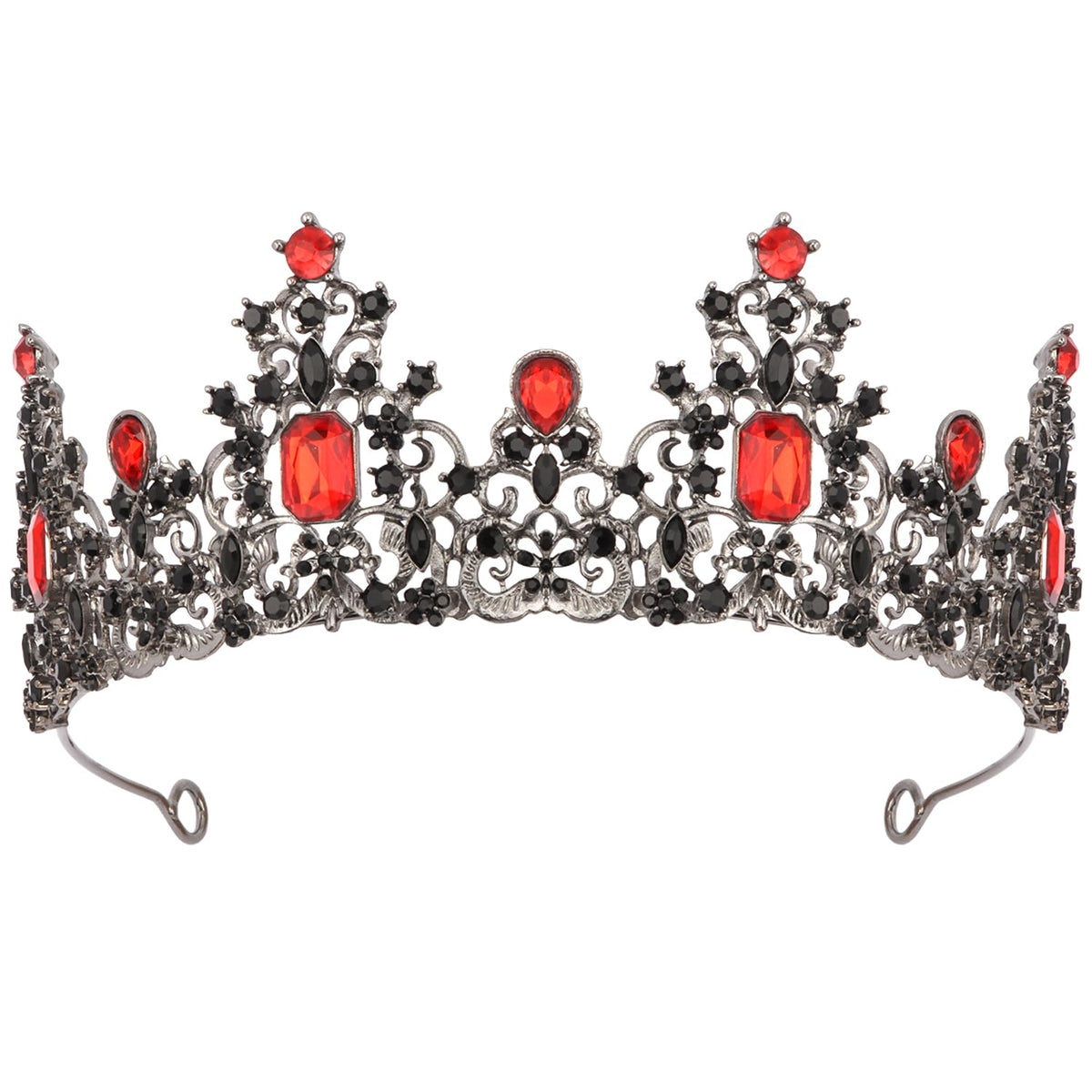 Didder Red and Black Gothic Vampire Queen Crown Birthday Tiara Medieval Renaissance Party Prom Queen Tiaras and Crowns for Women and Girls Halloween Costume Headpiece Hair Accessories