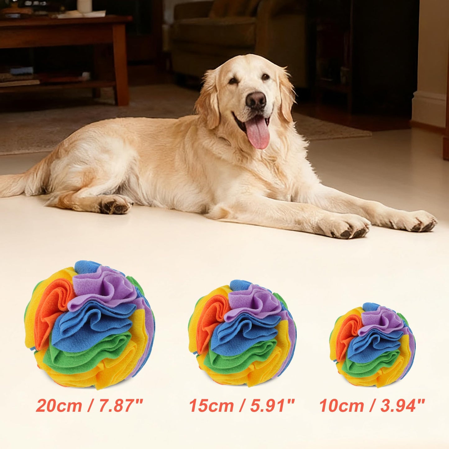 GLIDESMOOTH Snuffle Ball for Dogs, Designed for Small Breeds and Puppies, Interactive Dog Toys, Keeps Pets Busy with Storage Bag Machine Washable, Colorful, Small