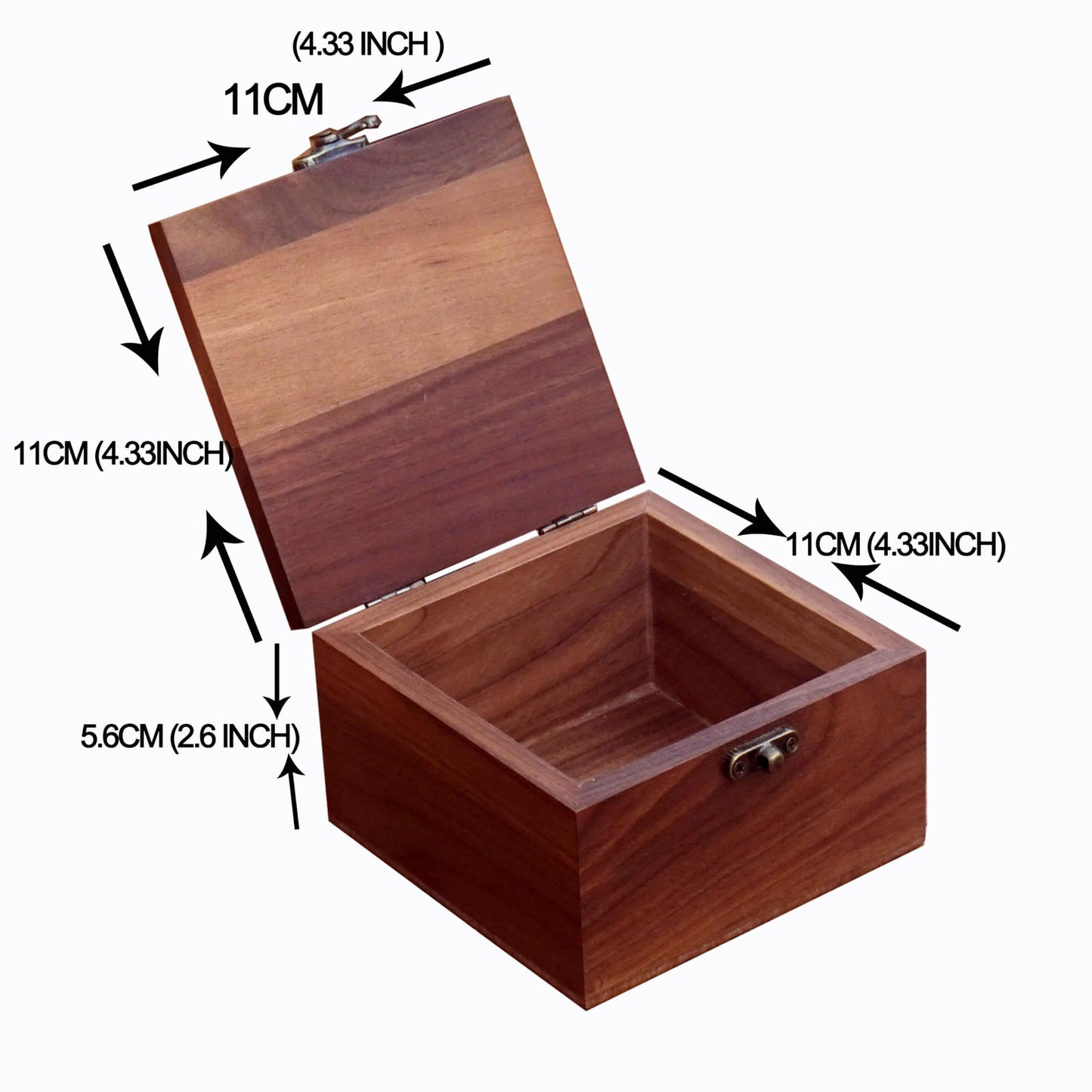 LONMAIX Handcrafted Walnut Wood Keepsake Box – 4.3 x 4.3 x 2.5 inch – Jewelry, Watch & Gift Storage Box – Rustic Wooden Box for Wedding, Birthday, Christmas