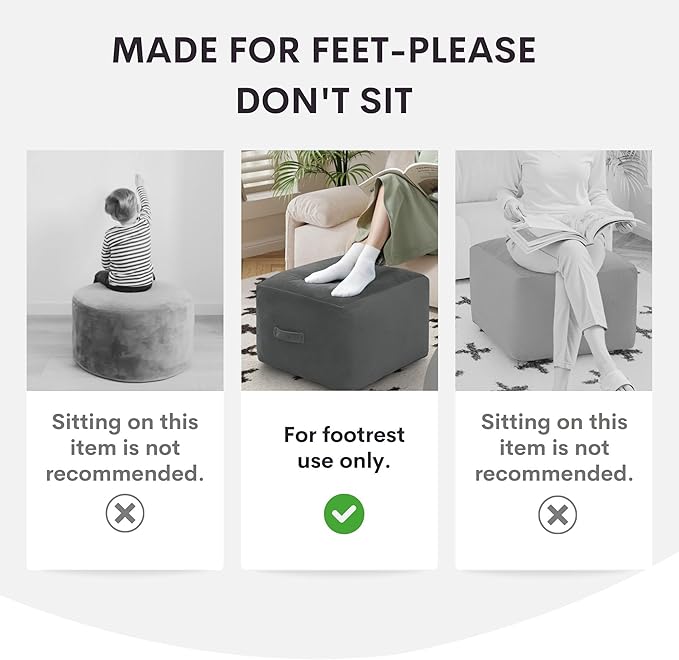 MeMoreCool Square Stuffed Pouf Ottoman Foot Rest, Corduroy Floor Pouf Foot Stool with Foam Chunk Filling, Soft Stuffed Ottoman Footrest for Living Room, Green