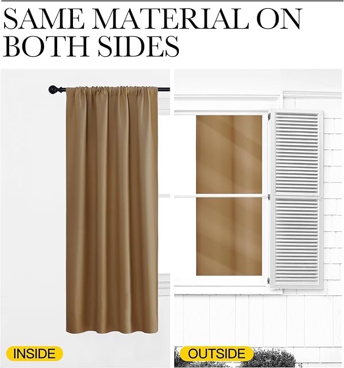 NICETOWN Blackout Curtains for RV Windows, Gold Brown, 29" by 20", 2 Panels, Room Darkening Window Curtain Panels, Easy-Care Solid Thermal Insulated Draperies/Drapes for Daughter Room