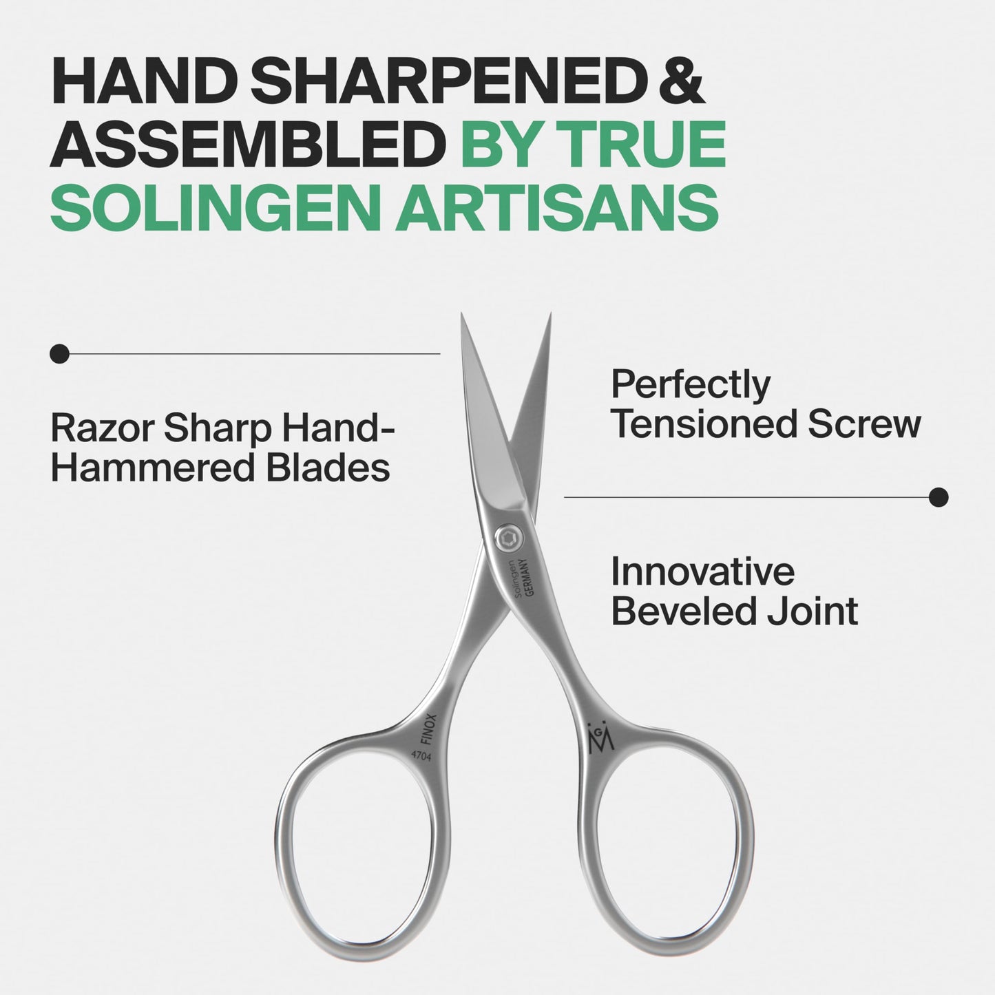 GERMANIKURE Professional Nail Cutter Scissors - FINOX Stainless Steel Nail Scissors - Curved for Nail Tips - Manicure Tools in Leather Case - Ethically Made in Solingen Germany - 4704