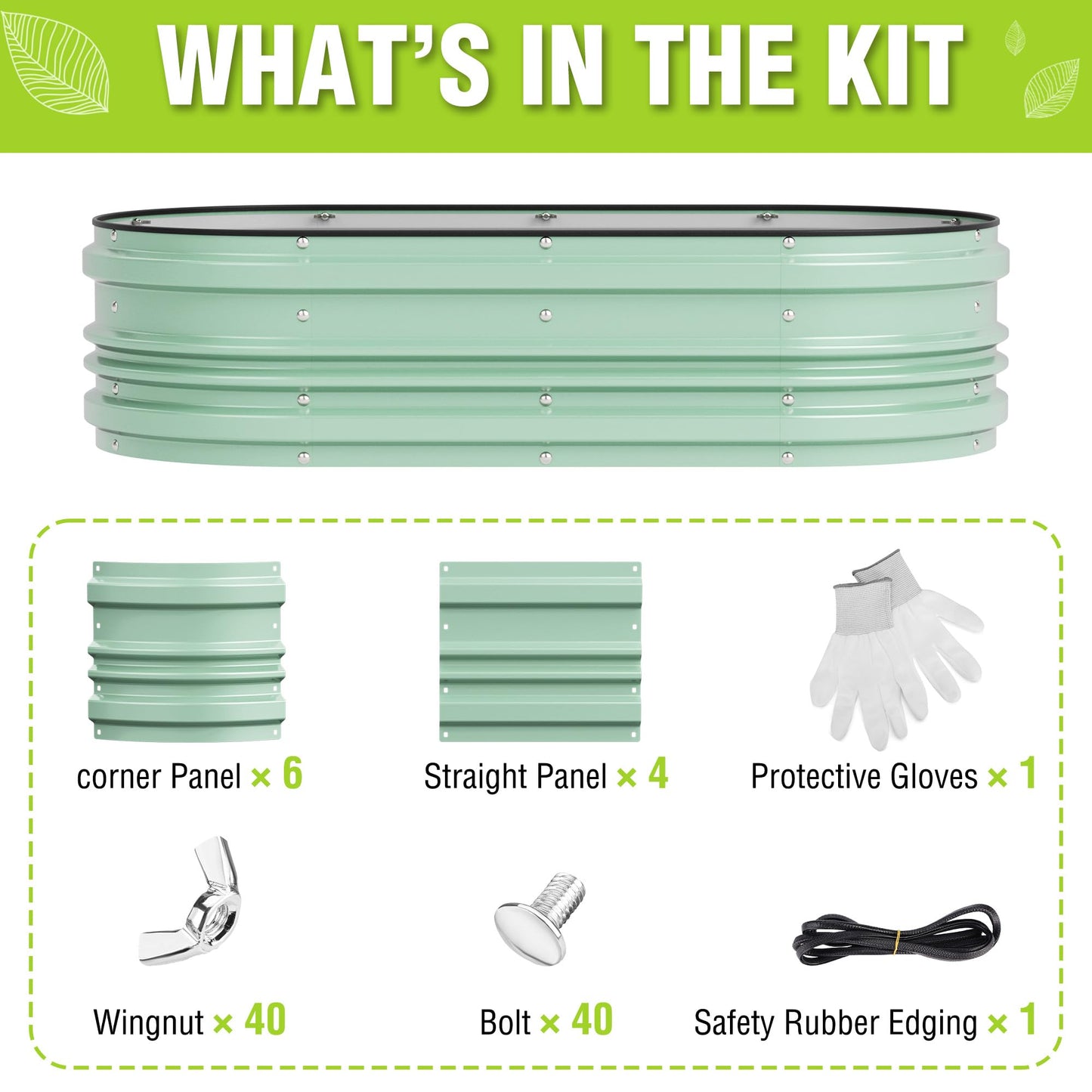 WORKPRO 4x2x1ft Galvanized Raised Garden Bed Set, Rust & Corrosion Protection, Easy Assembly, Safe Edge, Ideal for Vegetables & Flowers, Light Green