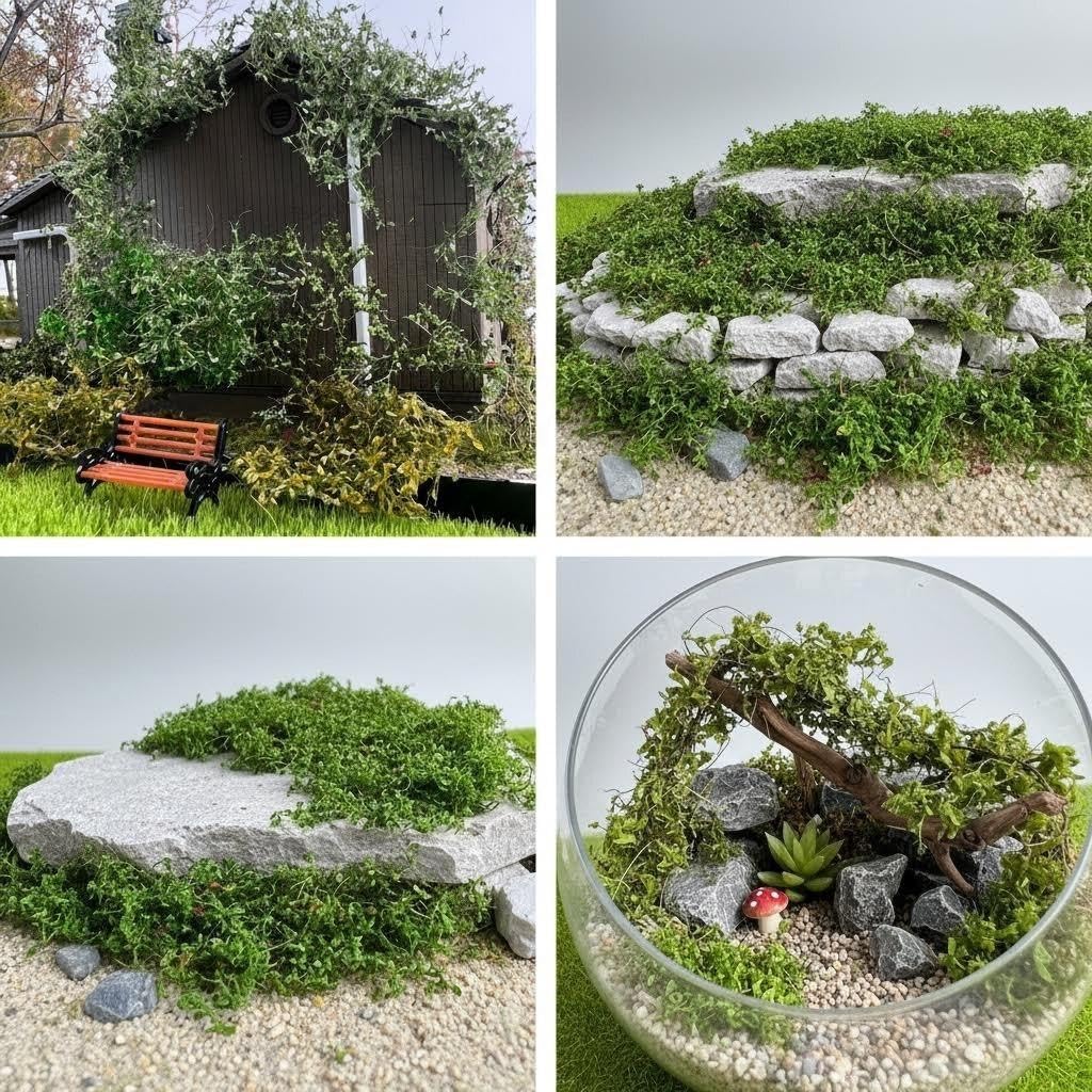 ZZZ SAN ZHI Tearable Vine Model Railway Scenery, Withered Yellow Green, 5.5x2.76x0.39 Inches, Miniature Diorama Landscape Material for Train Layout and Model Building (Spring Green)