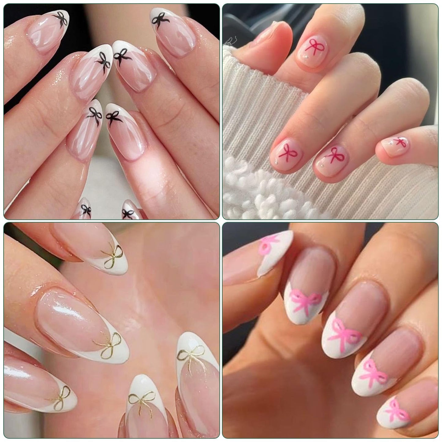 IDDFEVE Bow Nail Art Stickers - Colorful Mini Bow Self-Adhesive Nail Decals for DIY Valentines Day Manicure (6 Sheets)