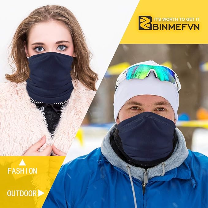 Polar Fleece Neck Warmer - Windproof Winter Neck Gaiter Cold Weather Face Mask For Men Women - 1 Pack