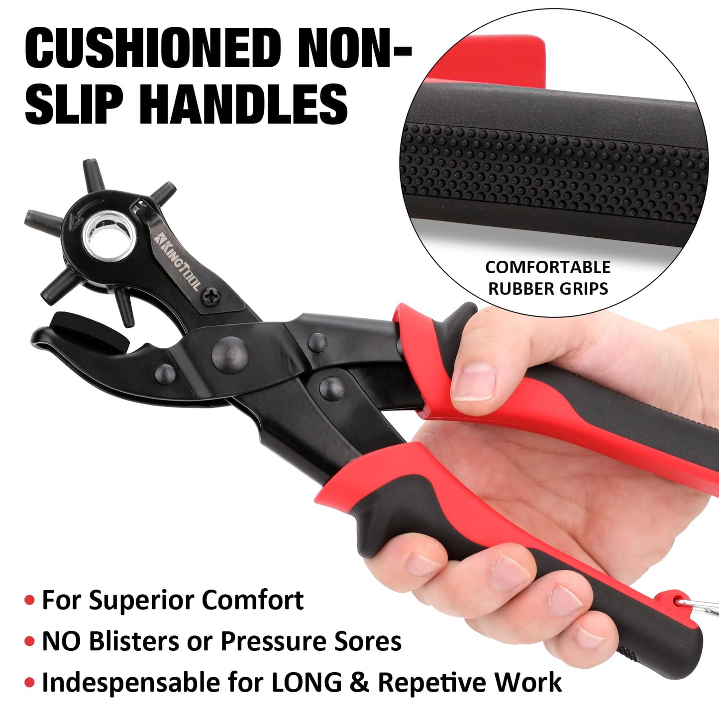 KingTool Leather Hole Punch Set, Super Heavy Duty Rotary Puncher, Multi Hole Sizes Maker Tool