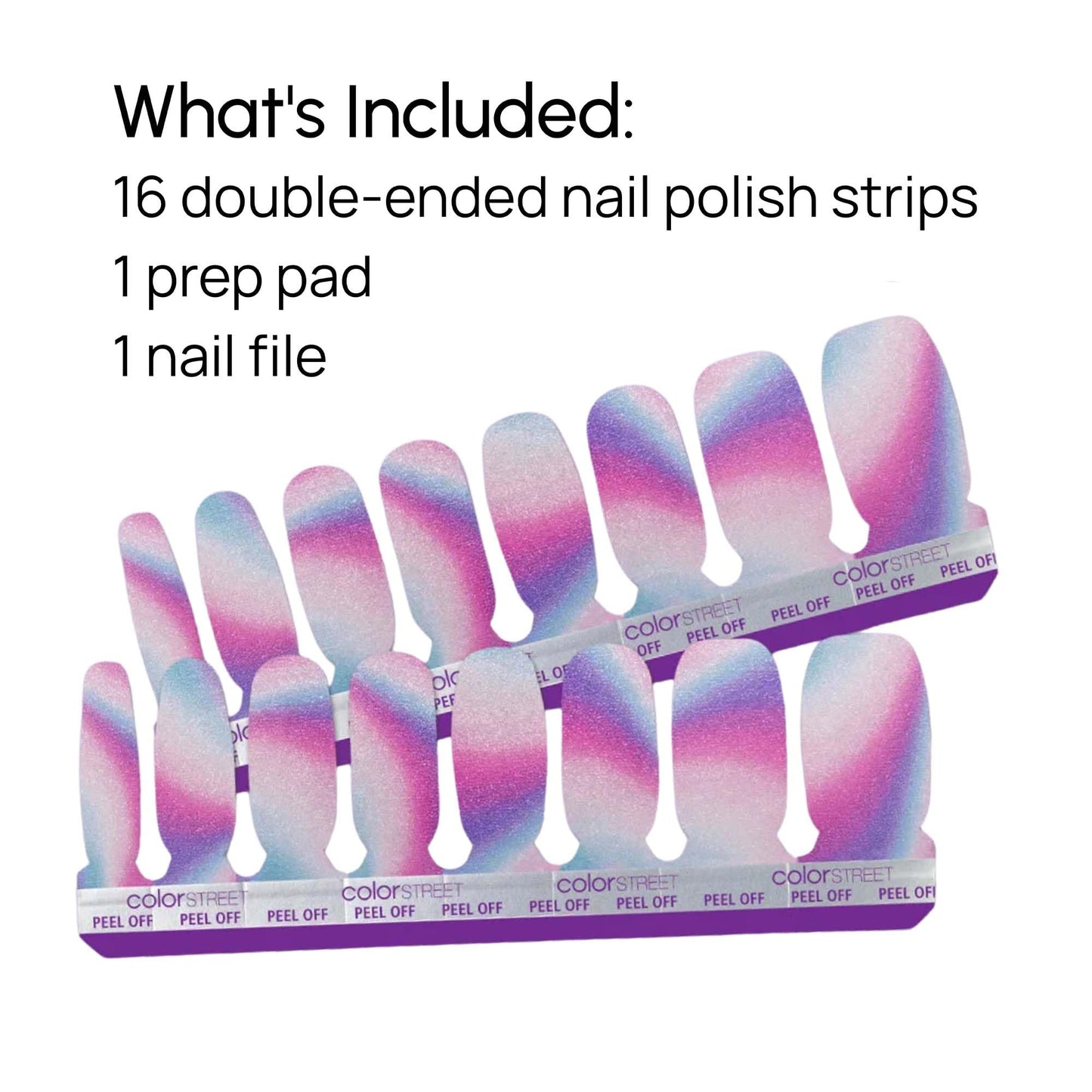 Color Street Wander Luster Nail Strips - Dreamy Gradient with Shimmer Finish, Shimmer Look, 16 Double-Ended Real Nail Polish Strips, Easy Application