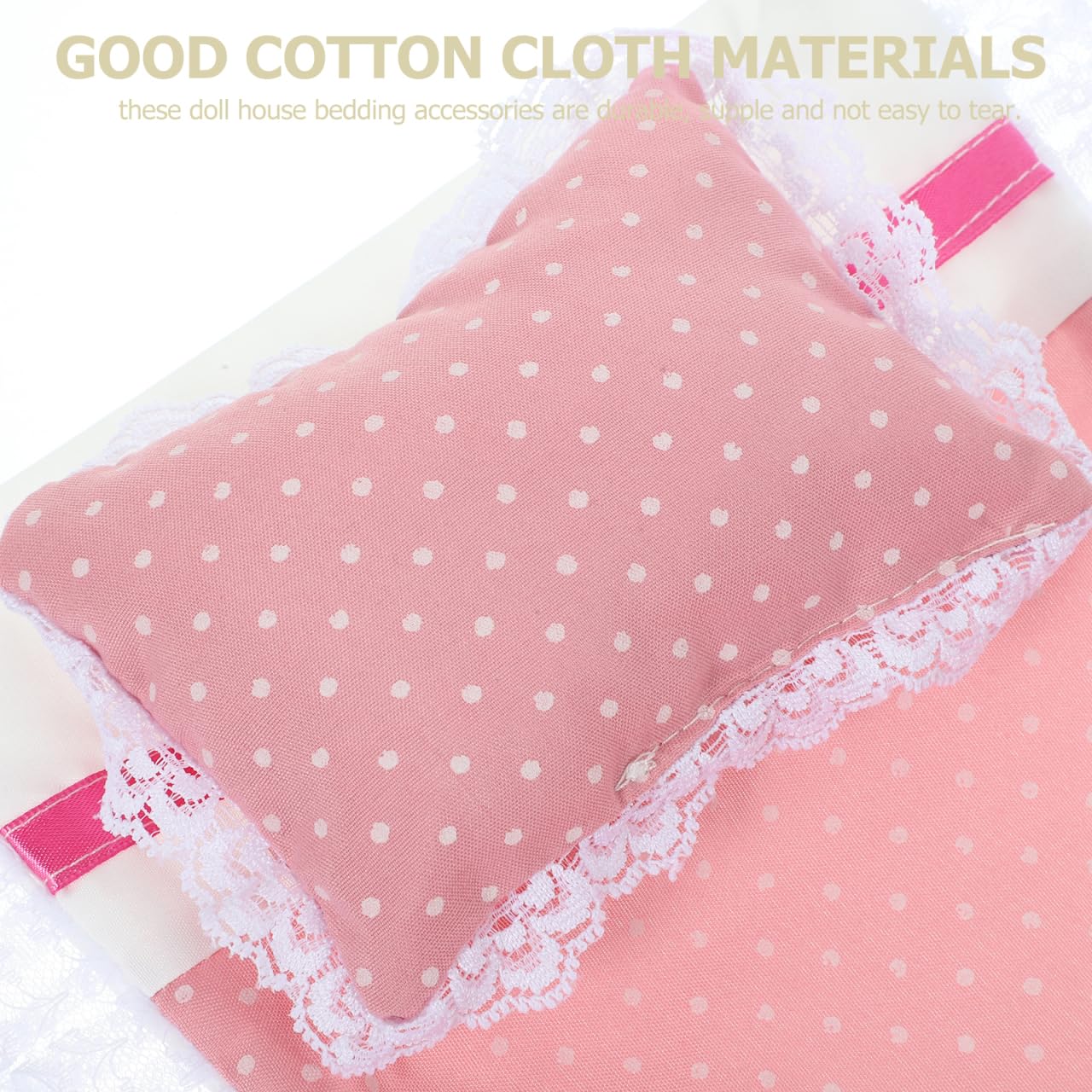 Abaodam Doll House Bedding Set Miniature Bedroom Accessories with Pillow and Bed Sheet for 1/12 Scale Doll Furniture Soft Cloth Mini Bed Kit for Dollhouse Decoration