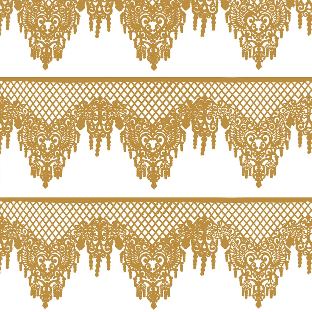 Large Pre-Made Ready to Use Edible Cake Lace Lattice Diamond Scallop Golden 12-inch 10-Piece Set (Pack of 2)