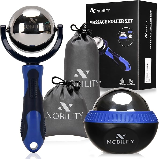 Nobility Massage Ball Roller– Ice Cold and Hot for Deep Tissue and Sore Muscle Relief of Stiffness and Stress, Body, Neck, Back, Foot, Plantar (Blue)