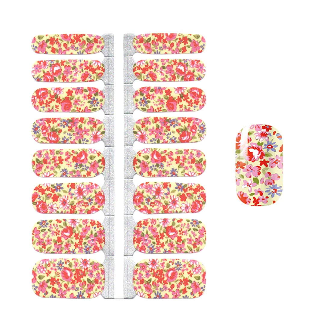 DANNEASY Thicker Nail Polish Strips Flowers Series, 5 Sheets Nail Stickers for Women, Adults, Light Color, Floral Style, Nail Art Stickers and Decals, Self-Adhesive, Single Use