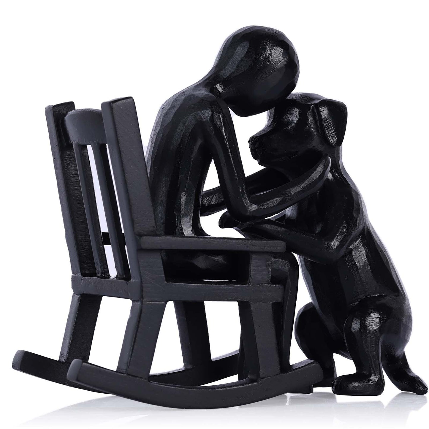 PlivBloom Dog Sculpture, Man and Dog Figurine Resin Small Statue Decor for Shelves Tabletop Bookcase Shelving, Cute Office Decor Gift for Dog Lovers Men, Cool Stuff to Put on a Shelf Console Table