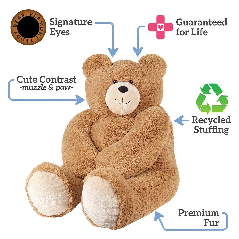 Vermont Teddy Bear Giant Stuffed Animal 4 FT - Big Easter Teddy Bear for Kids & Adults | Stuffed in Vermont, USA - Eco Friendly Gift Saves 200 Plastic Bottles