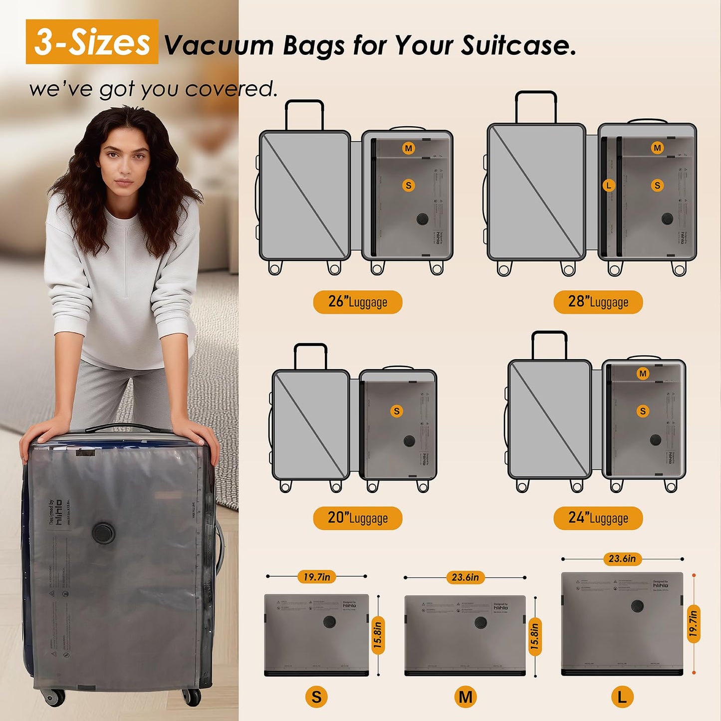 Hlihlo Rechargeable Wireless Pump Travel Vacuum Bags, 12 Pack Portable Storage Bags for Travel and Home, Compression Packing Seal for Clothing, Clothes, Blankets, Luggage, Suitcase
