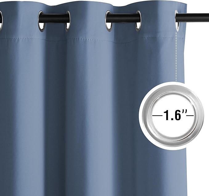 NICETOWN Room Darkening Draperies Curtains Panels, 2 Panels Stone Blue W52 x L84