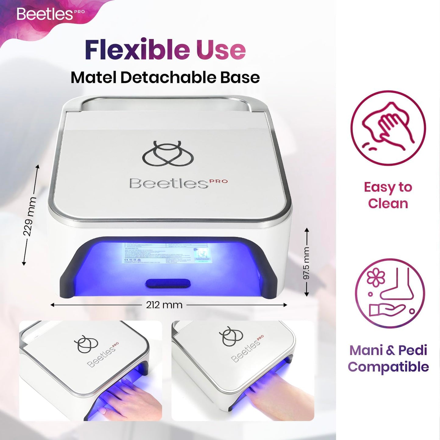 Beetles Pro Flashcure UV LED Nail Lamp 24 Triple Source Beads Gel Polish Fast Drying Nail Dryer Portable Manicure Light with Timer Setting Sensor UV Light for Salon or DIY Home