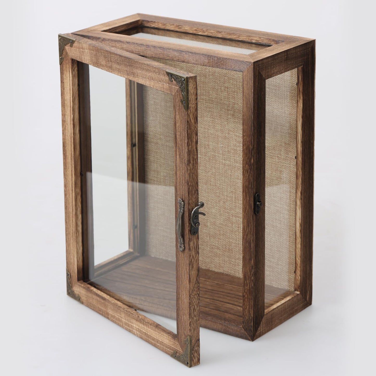Shadow Box Display Case 11x14 Deep with Glass on 4 Sides, 6.2in Depth Wall Mounted Memory Box for Keepsakes, Wooden Display Case for Graduation Cap, Jersey, Wedding, Medals – Rustic Shadowbox Frame