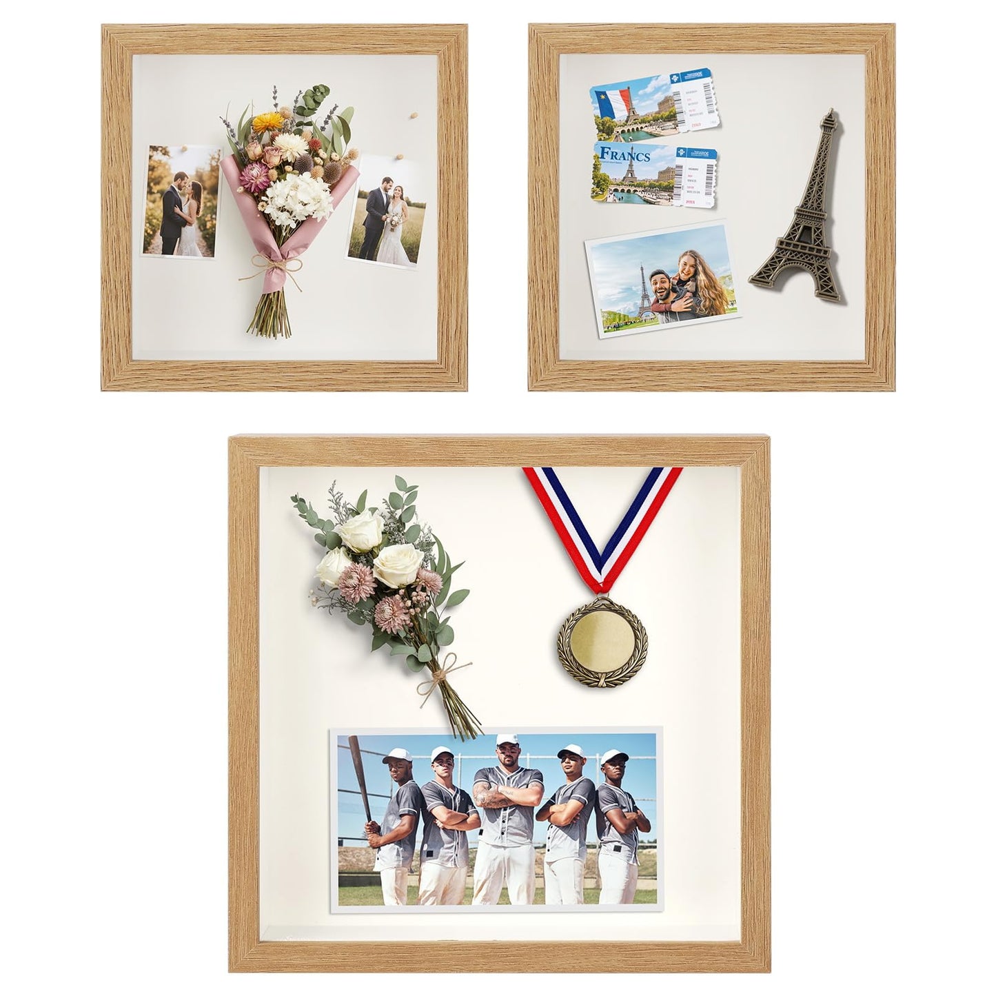 6 Pack Shadow Box Frame - 1.2" Deep Shadow Boxes 3D Picture Frame (6 Pcs/ Natural, 5"x5")