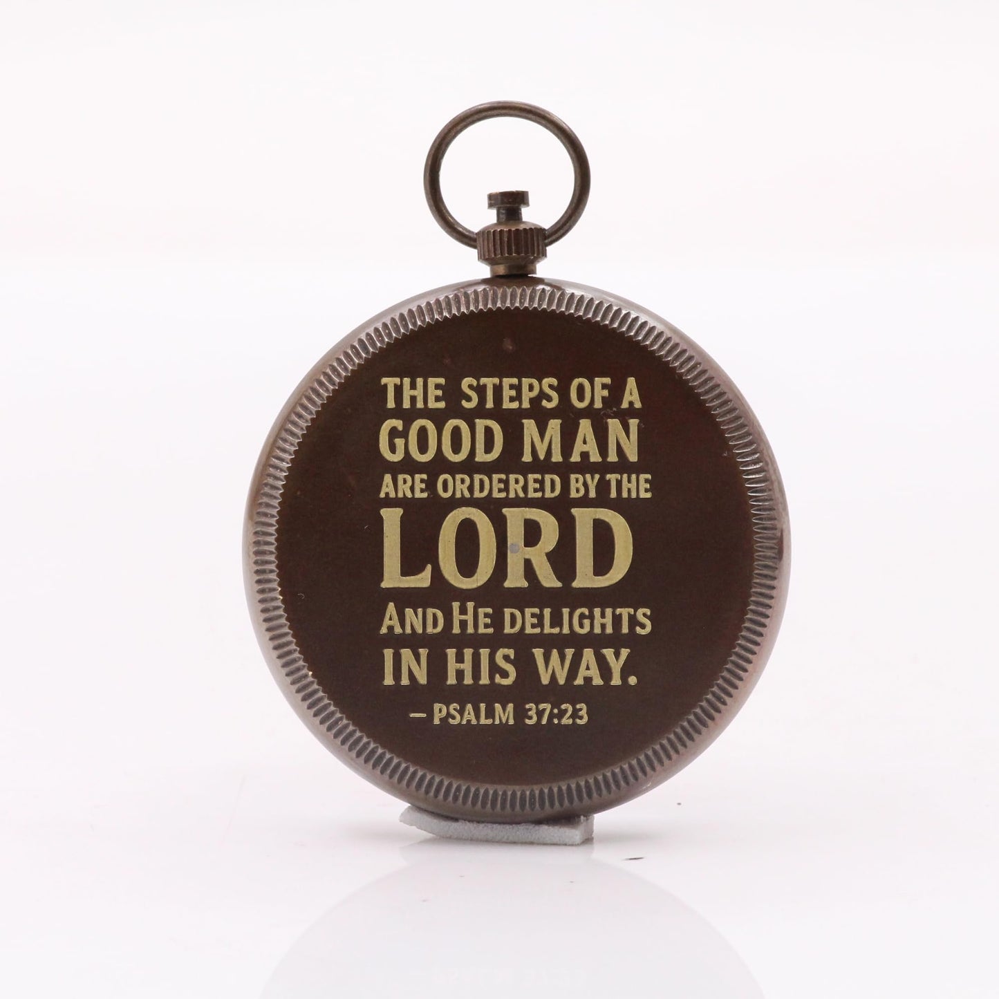 Man of God Compass – Psalm 18:32 Scripture Engraved – Solid Brass Pocket Compass with Rosewood Box – Christian Gift for Men, Son, Husband, Graduation, Travel Keepsake